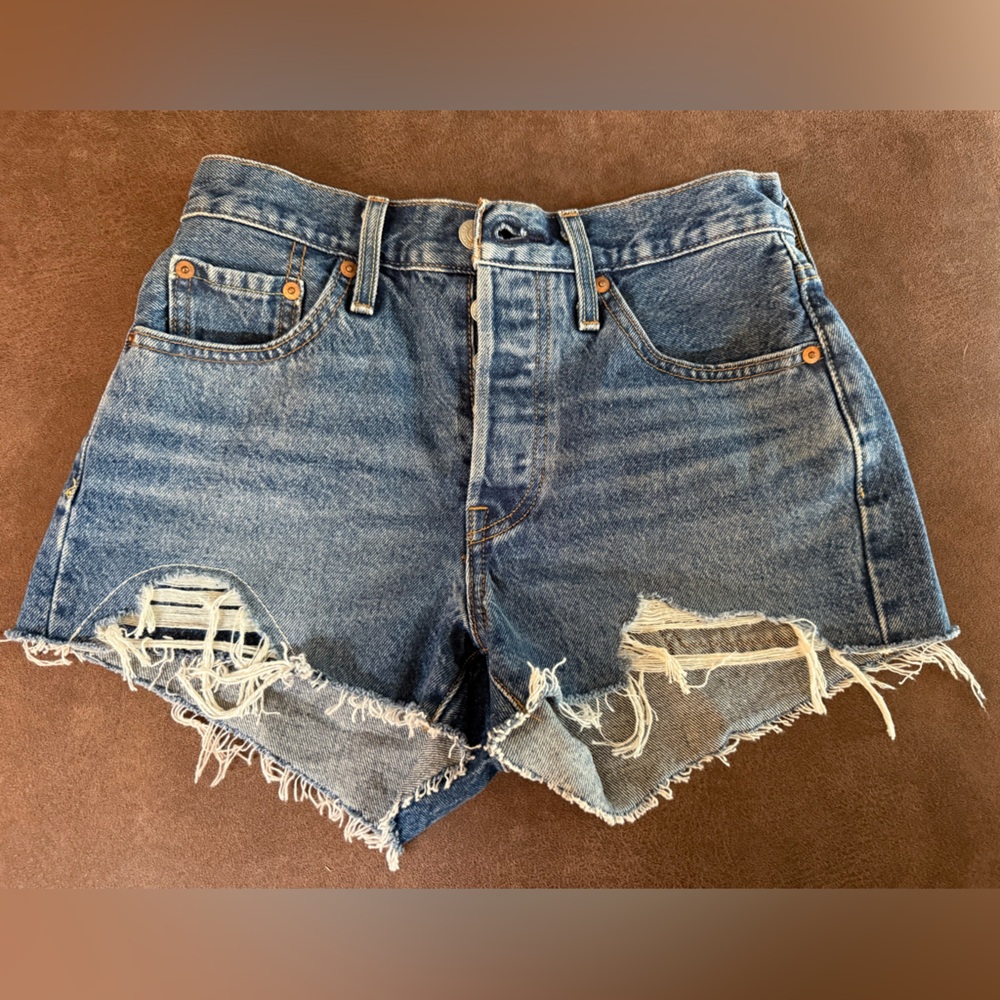 Levi's Blue Distressed Jean Shorts NEVER WORN!!!!